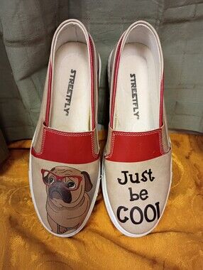 Streetfly Pug Lovers Women's Loafers Size US 7.5 EU 38